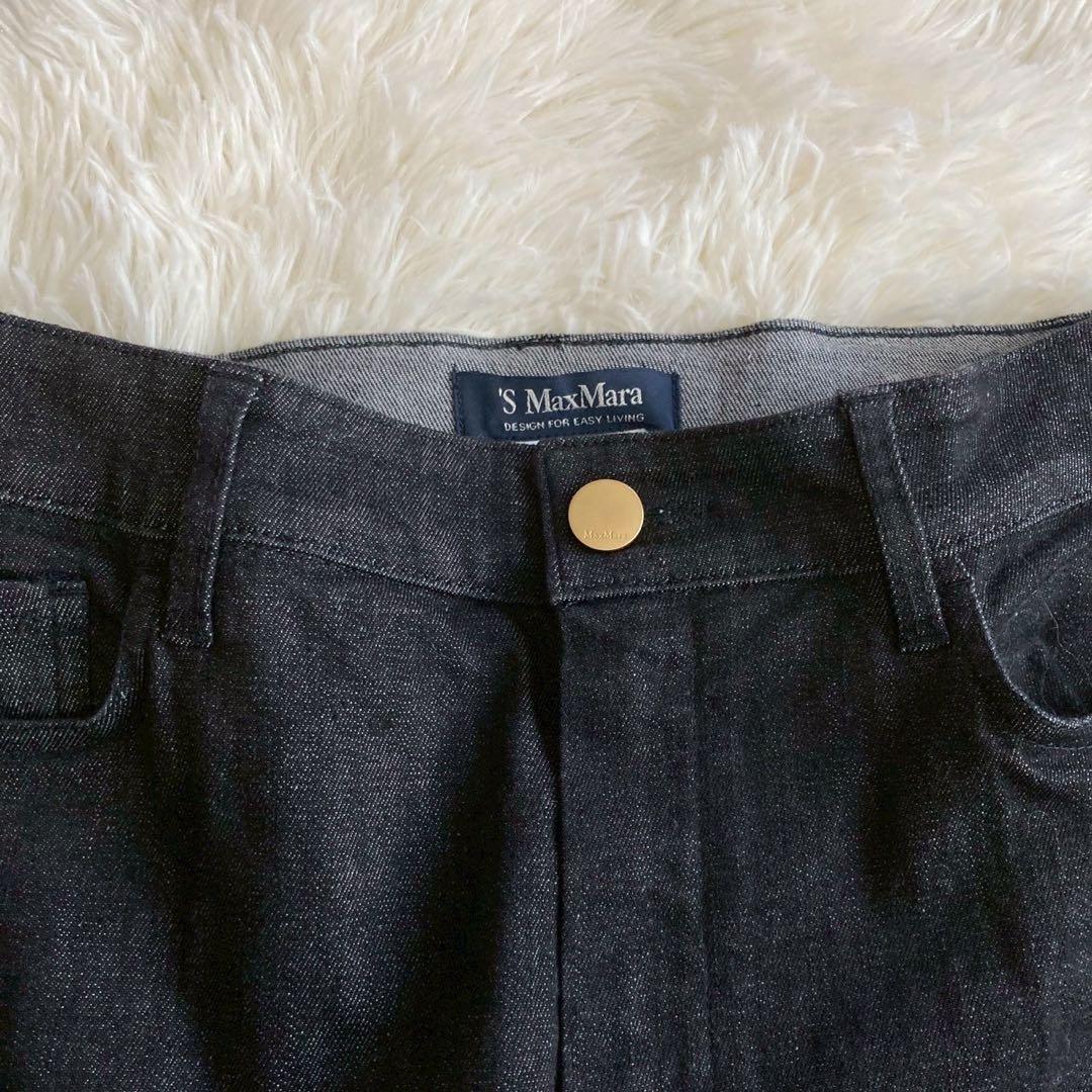 S MaxMara タック入りデニム ブラック 36 カジュアル 着回し