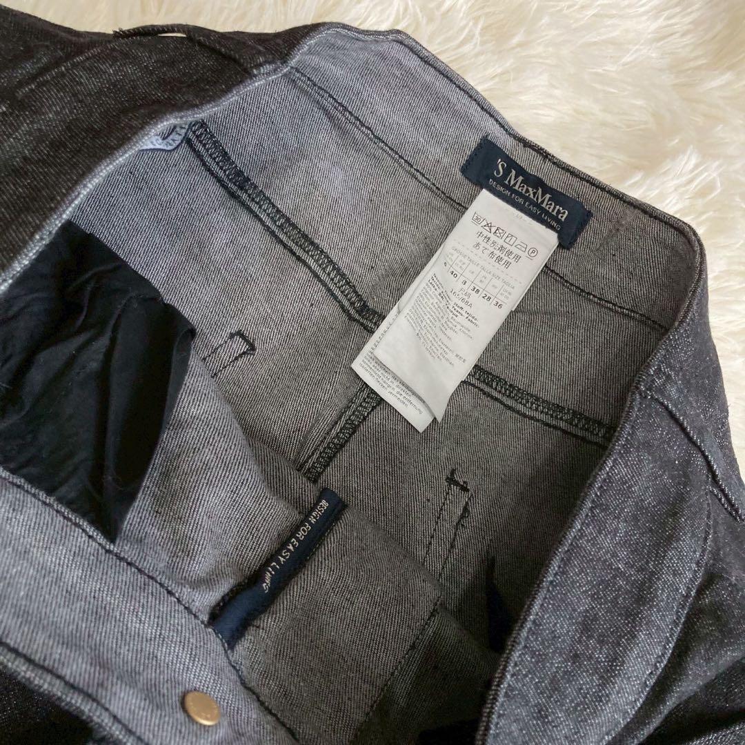 S MaxMara タック入りデニム ブラック 36 カジュアル 着回し