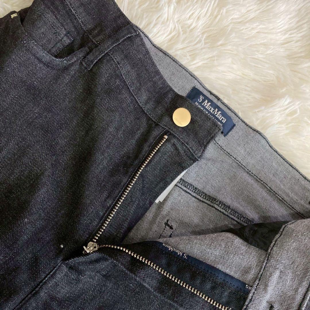 S MaxMara タック入りデニム ブラック 36 カジュアル 着回し
