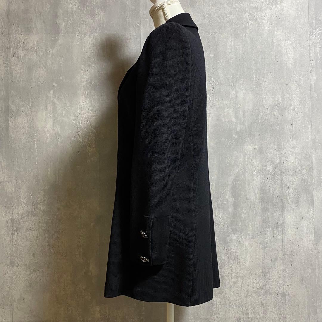 【大きいサイズ】ST. JOHN ビジューボタン ロングニットジャケット コート
