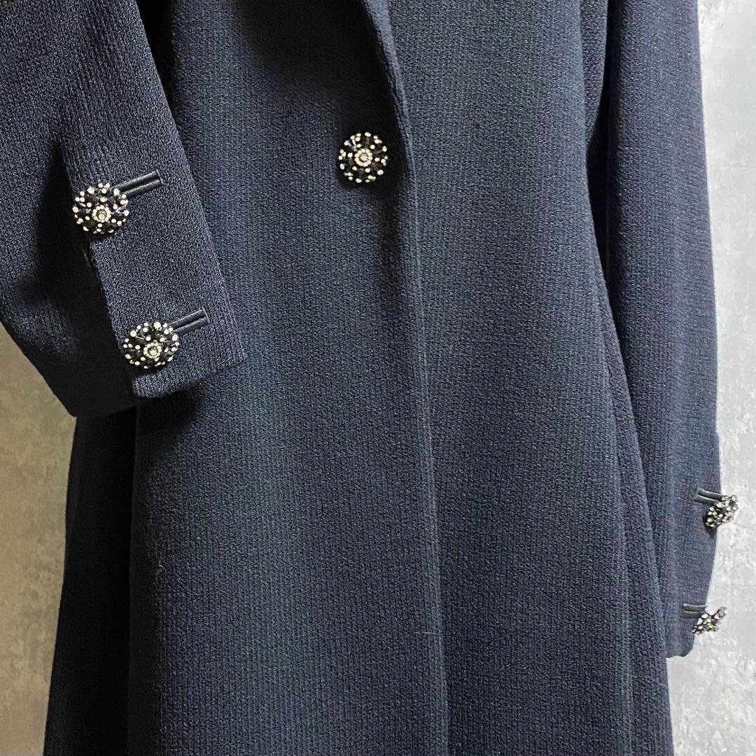 【大きいサイズ】ST. JOHN ビジューボタン ロングニットジャケット コート