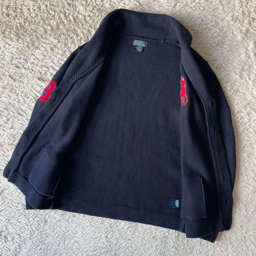 ラルフローレン 美品 コットンカーディガン L ネイビー