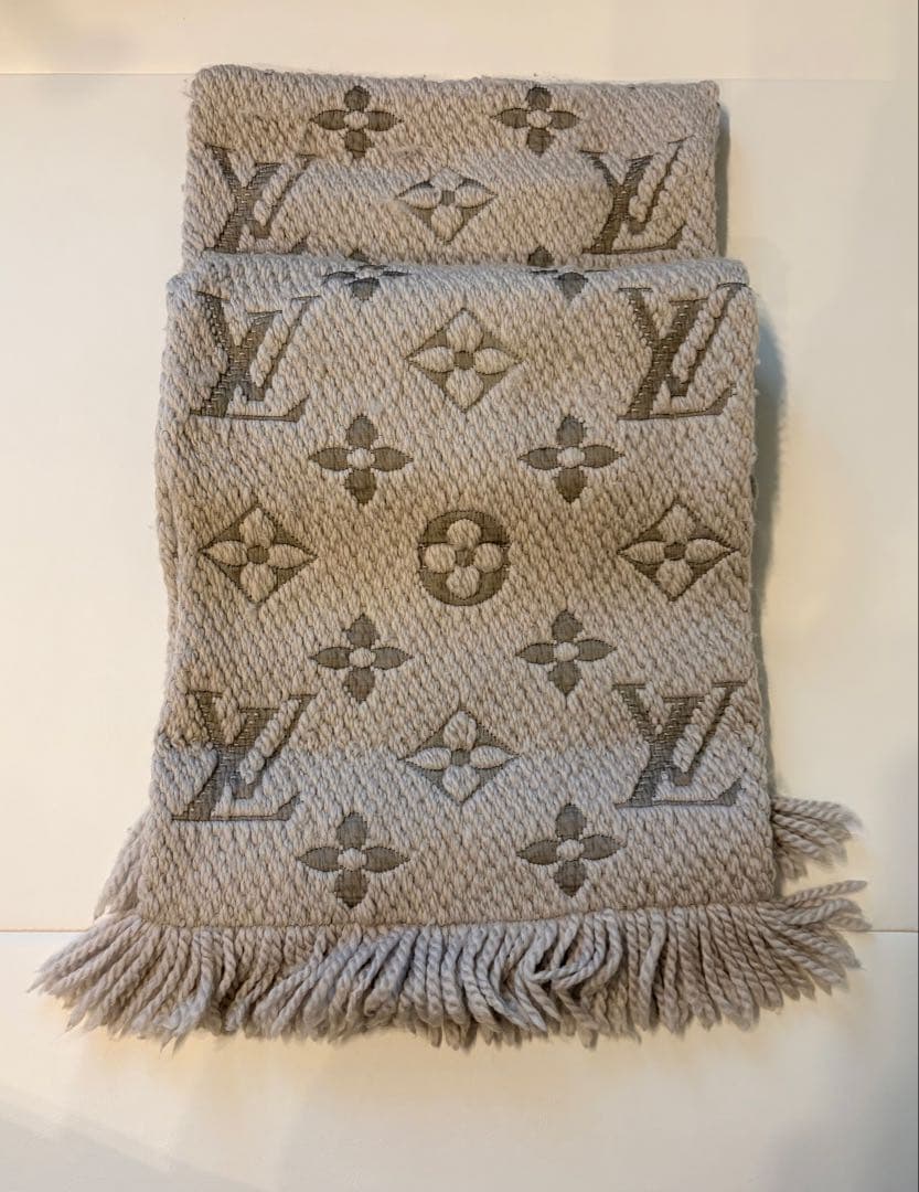 LOUIS VUITTON グレー マフラー ウールシルク