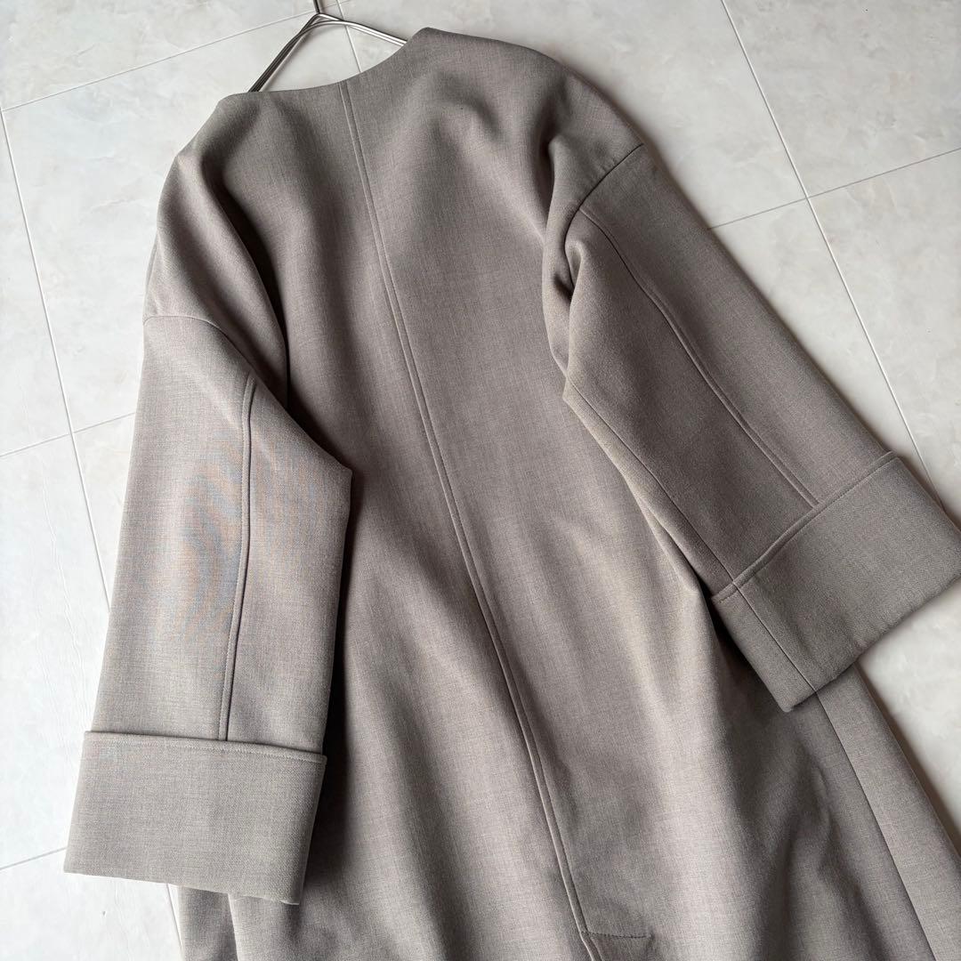 Spick&Span ノーカラーコート グレージュ 36 春秋兼用　羽織