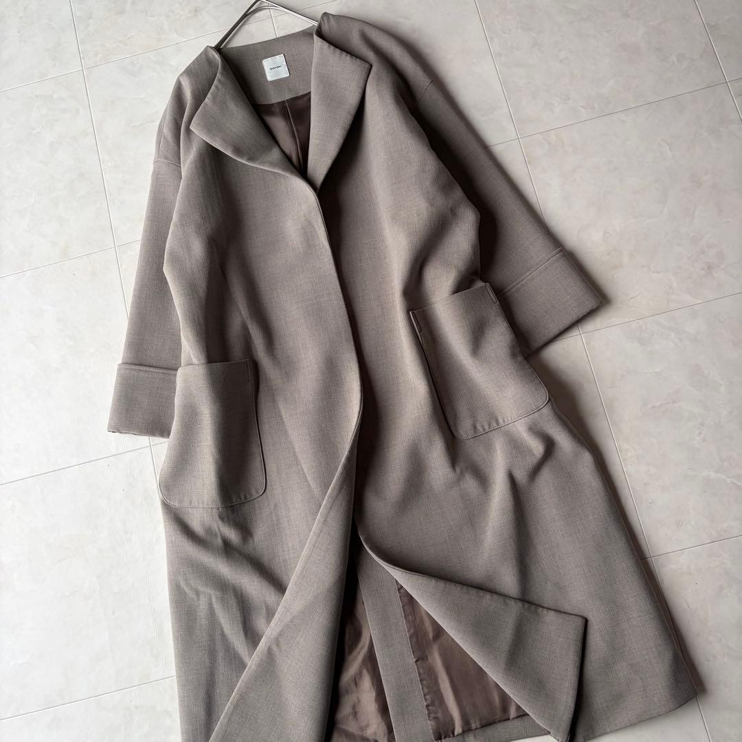 Spick&Span ノーカラーコート グレージュ 36 春秋兼用　羽織