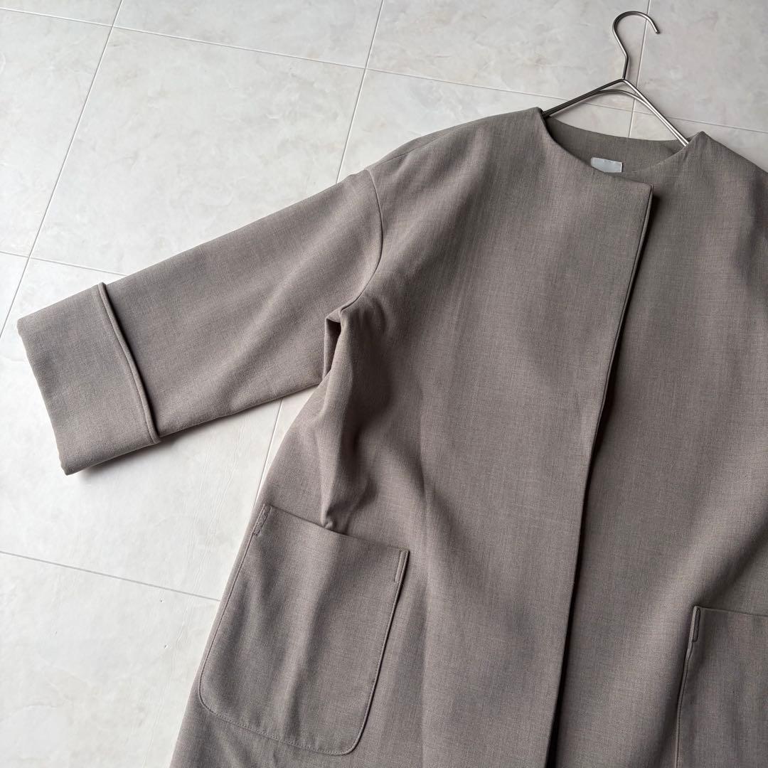 Spick&Span ノーカラーコート グレージュ 36 春秋兼用　羽織