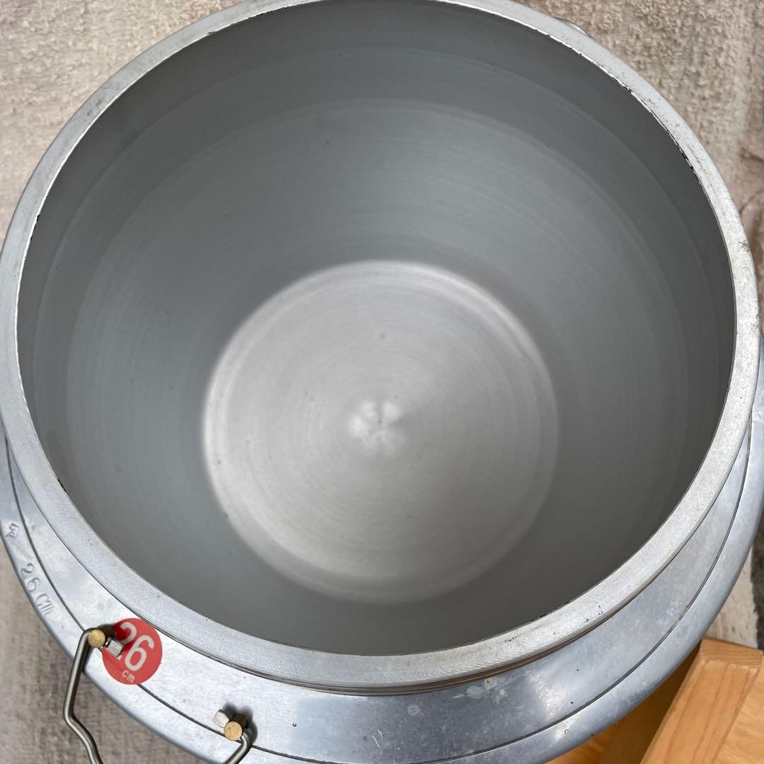 羽釜 アルミ製 レトロ 釜 木蓋付 古道具 アンティーク 径約24cm