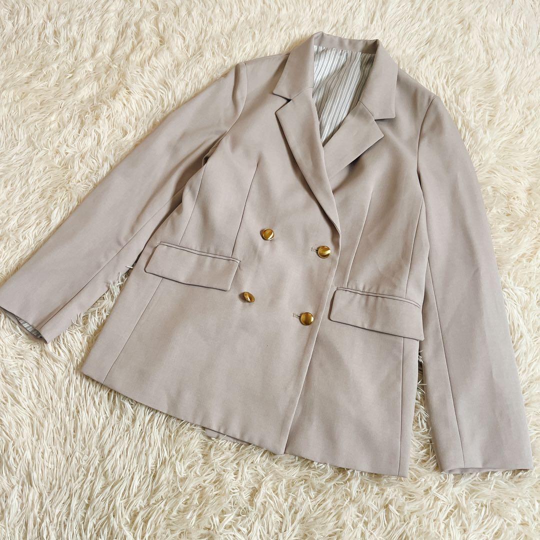美品✨【美easy】VISコンフォート金ボタンジャケット　洗濯可　UVケア　白S