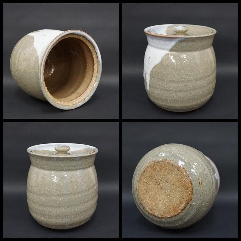 萩焼 萩殿造 流釉 水指 萩水指 箱付 / 茶事 茶道具