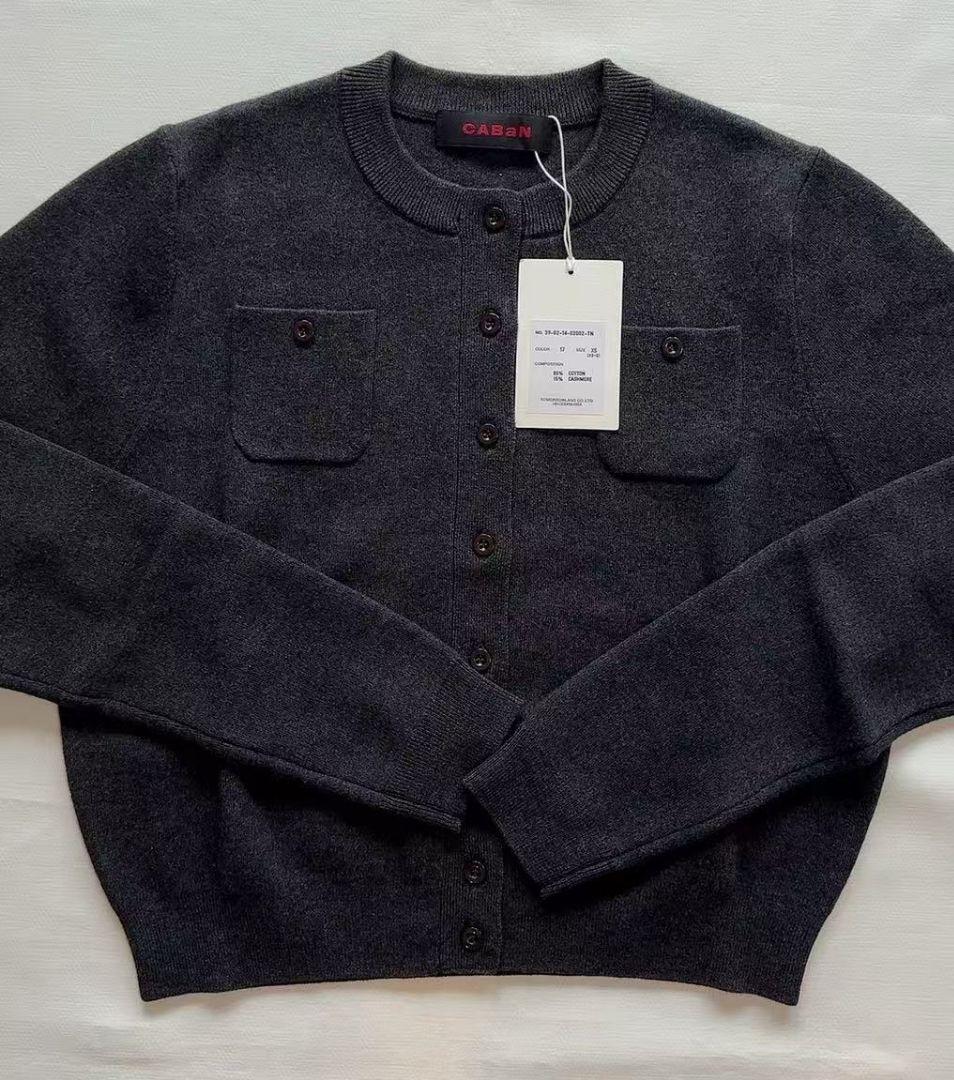 【未使用品】キャバン　コットンカシミヤ クルーネックカーディガン XS 7号