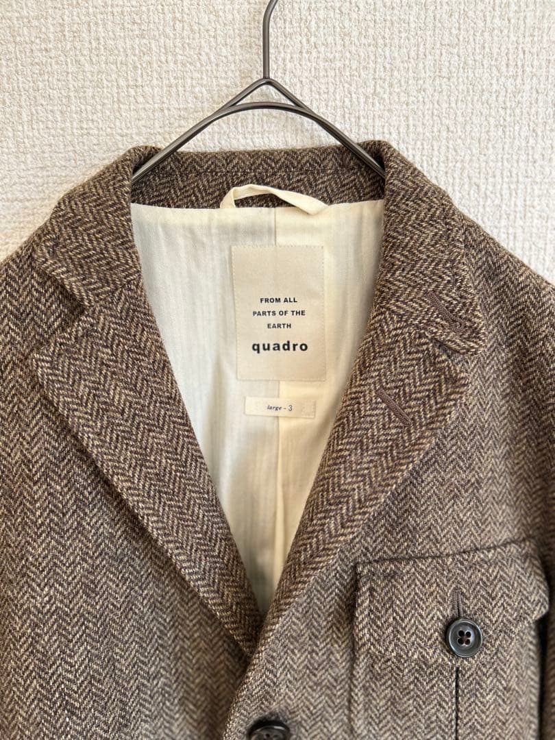 ✨極美品✨quadro ツイード ジャケット L ブラウン ヘリンボーン日本製