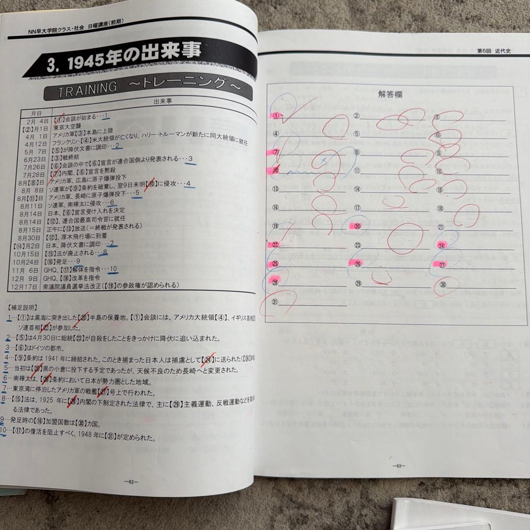 絶対合格！NN志望校別コース　早大学院　日曜講座 前期（4月から7月まで）４科