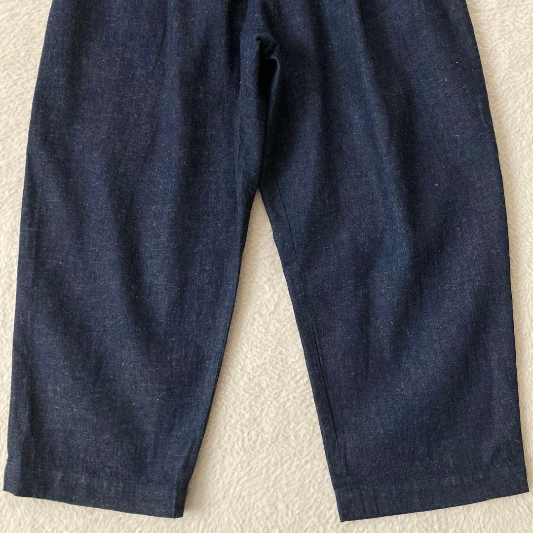 美品☆ヴェリテクール　コパン　ベルト付きタックデニムパンツ　コットンリネン　M
