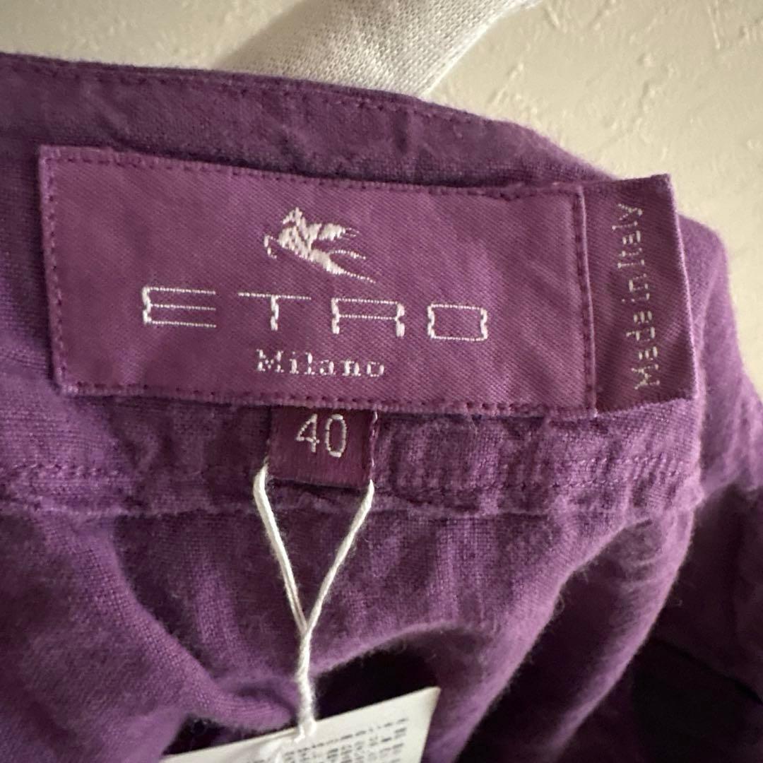 美品 ETRO リネン ロングスカート パープル 40 イタリア製 エトロ