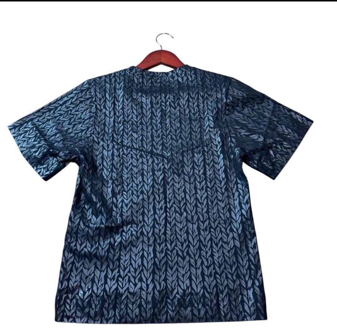 BALENCIAGA ダークブルー 葉模様 Tシャツ