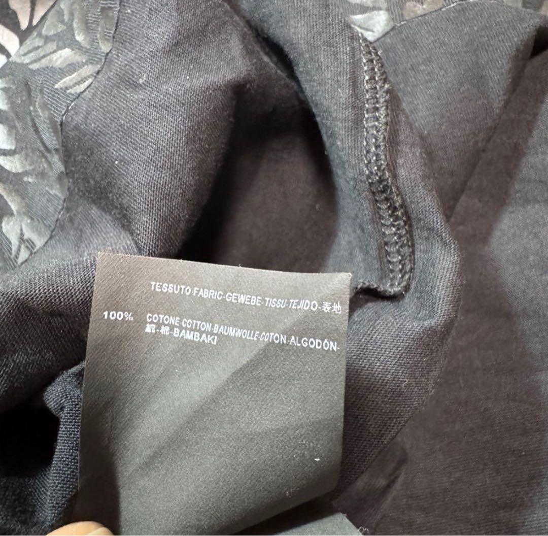 BALENCIAGA ダークブルー 葉模様 Tシャツ