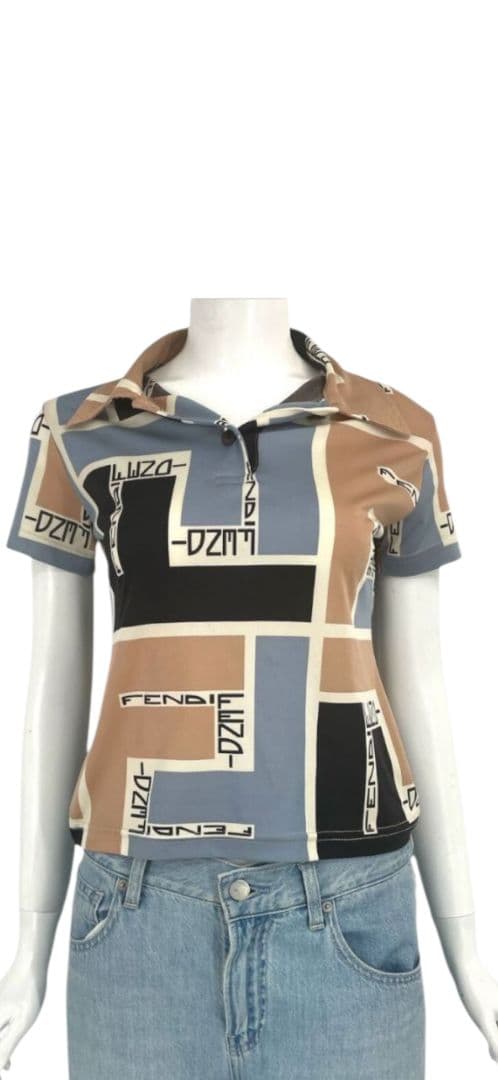 美品 FENDI フェンディ ロゴ Tシャツ 半袖 サイズ42　ポロシャツ 半袖