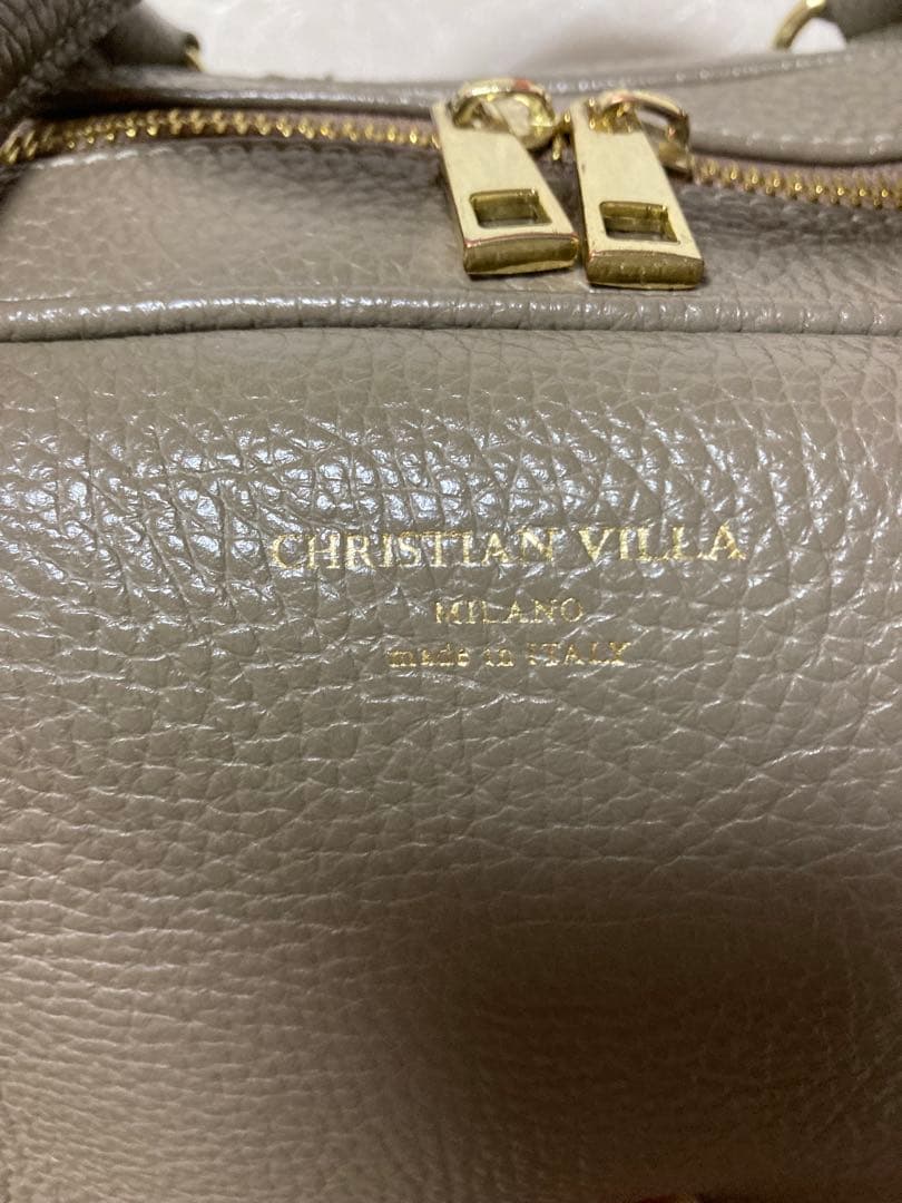 【美品訳あり】CHRISTIAN VILLAトープ牛革2wayショルダーバッグ
