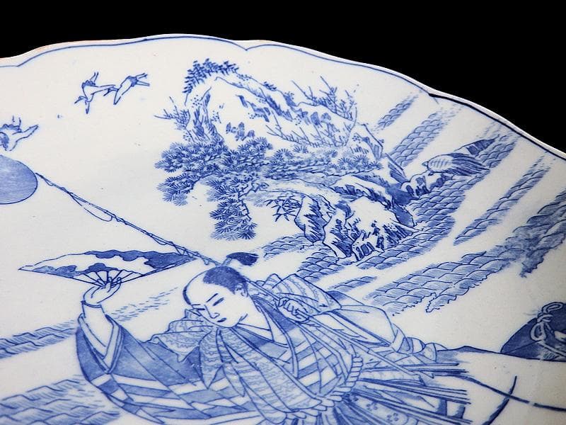 伊万里　印判　浦島太郎の図　８寸皿　２枚　C993AS-BKz