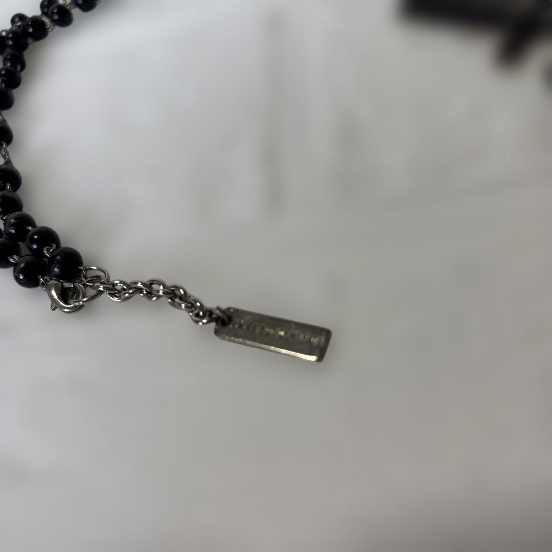 D&G Dolce&Gabbana ブラックビーズ十字架ネックレス