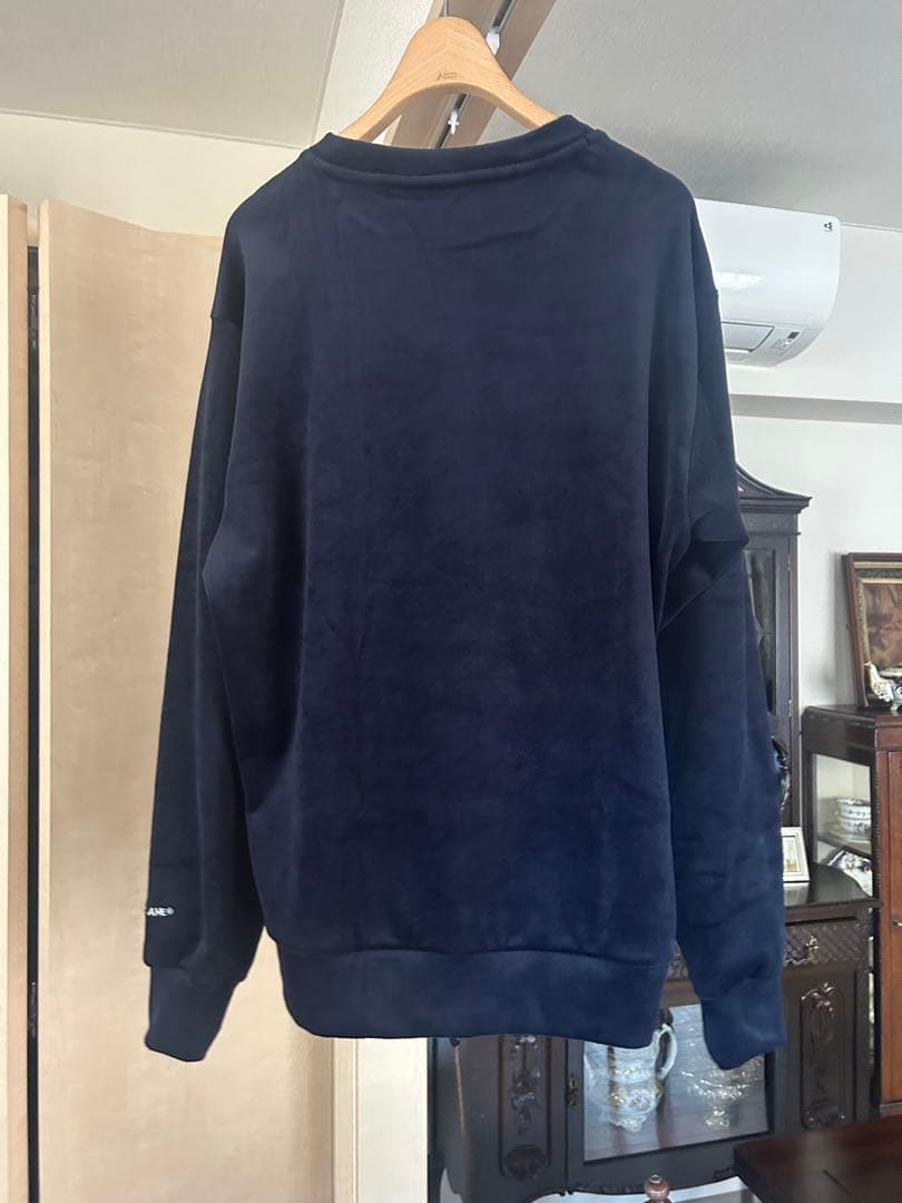 BAKUN ベロア　ロングスリーブクルーネック　ネイビー　S