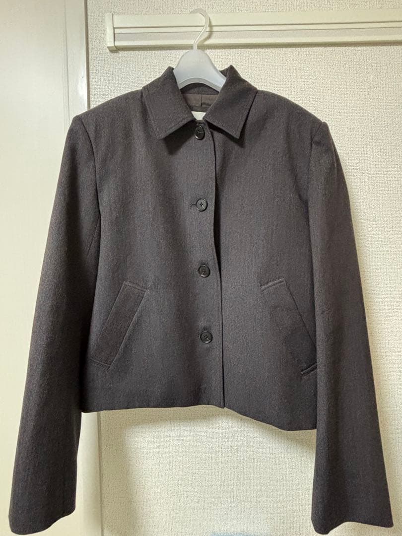 Wool Soutiencollar Jacket 38ダークブラウン