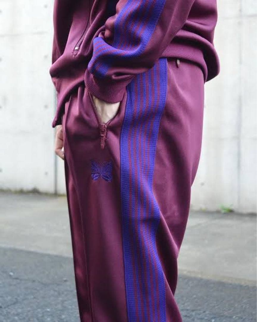 Needles ニードルス 23aw トラックパンツ ポリスムース ワイン　M