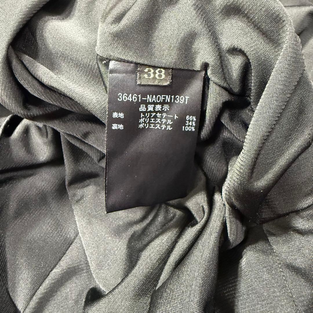 美品✨フォクシー ローウエストバロン タックフレアドレスワンピース ブラック