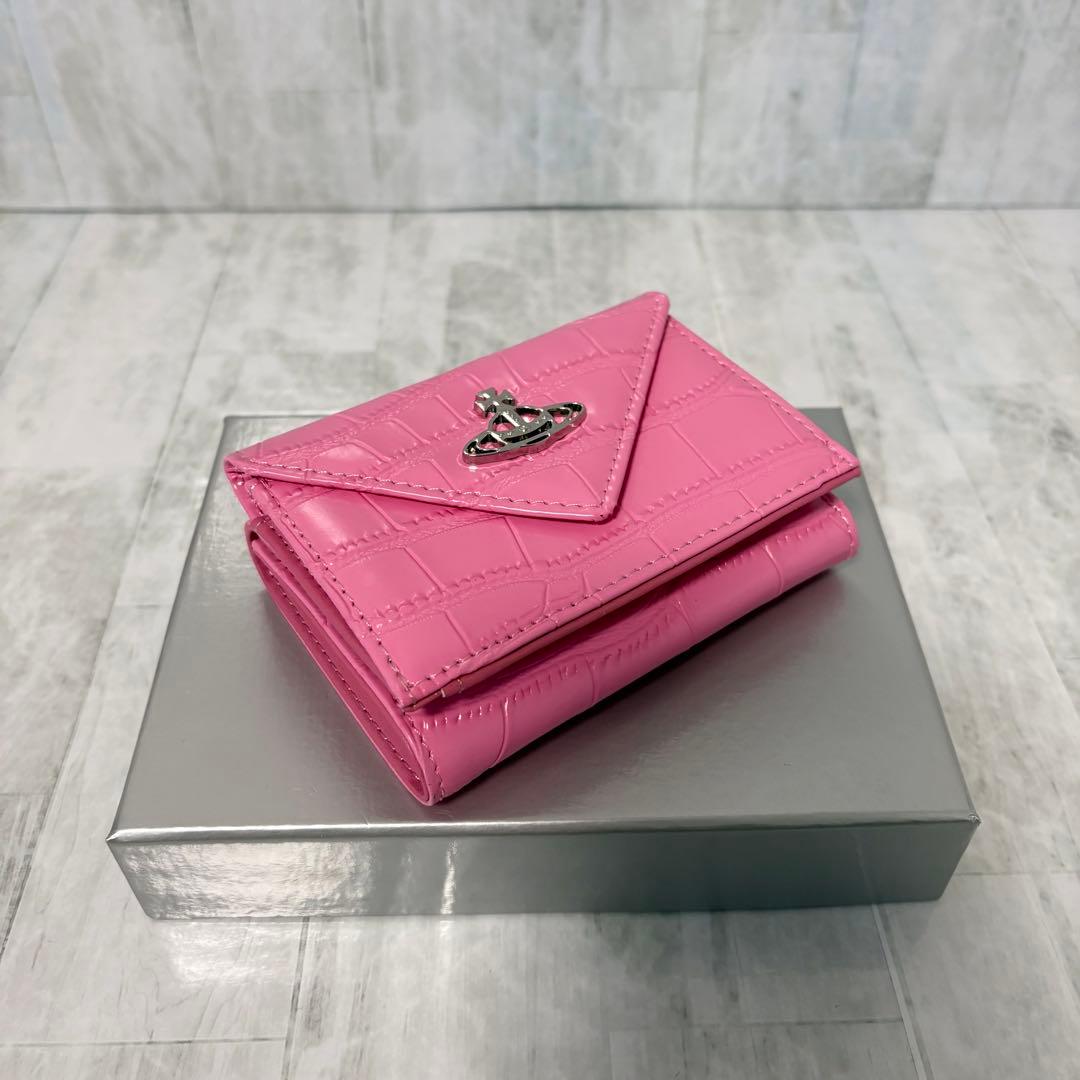 Vivienne Westwood 3つ折り財布 / クロコ型押しピンク