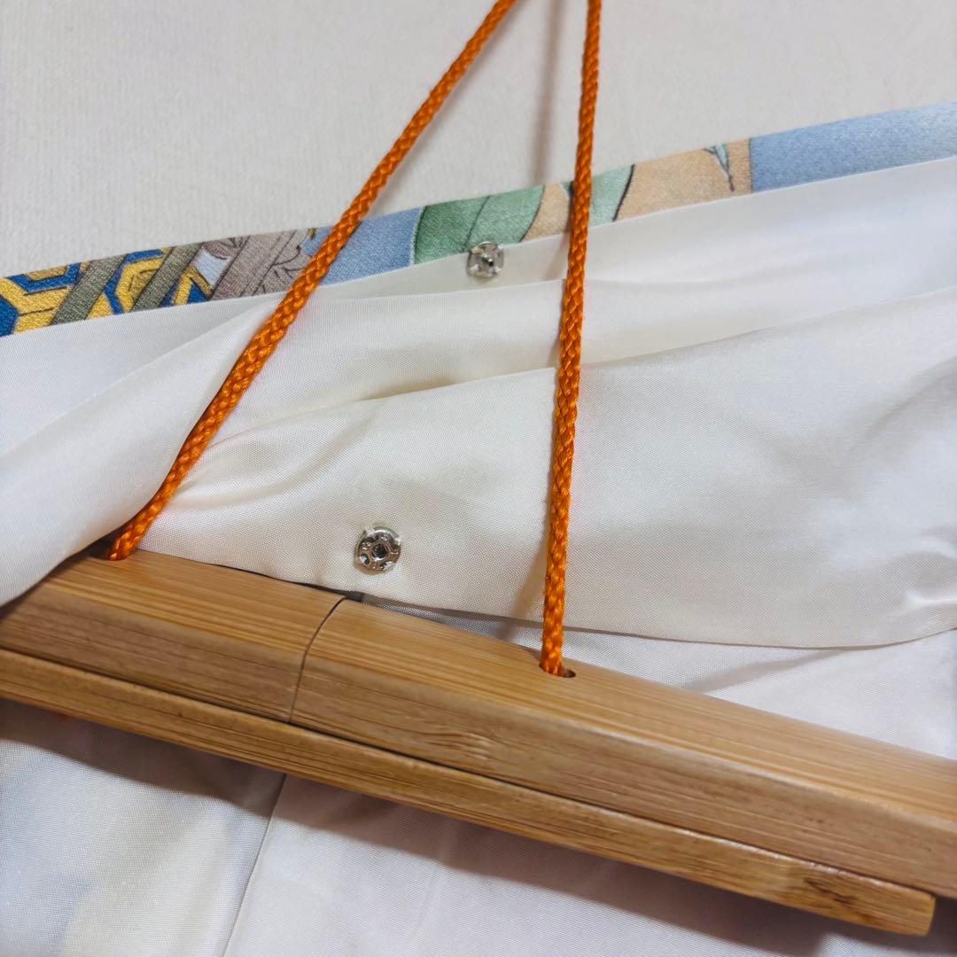 【振袖】 着物 袷 広衿 小振袖 橋 草花 模様 吉祥紋様 身丈約161cm
