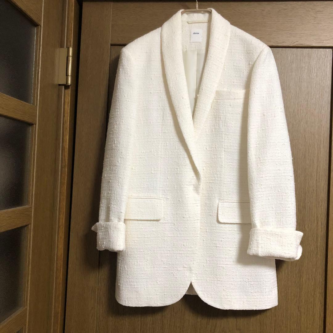 新品　deres デレス　ツイード ジャケット　ツィード　白　オフホワイト