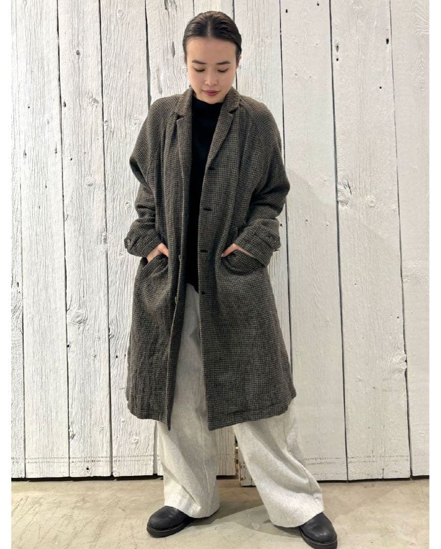 【pas de calais】ガーゼタンブラー千鳥柄コート✴︎ベージュ✴︎新品