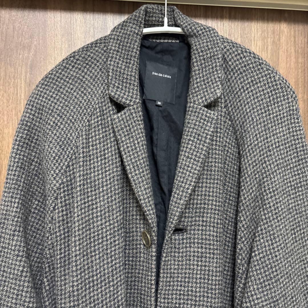 【pas de calais】ガーゼタンブラー千鳥柄コート✴︎ベージュ✴︎新品