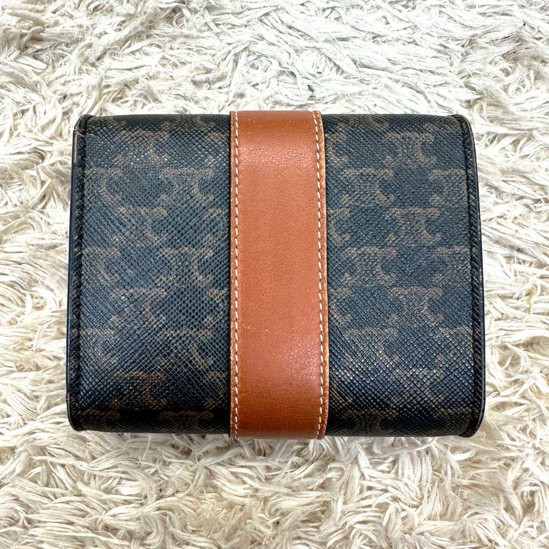 【極美品】CELINE 三つ折り財布 ブラウン トリオンフ 総柄