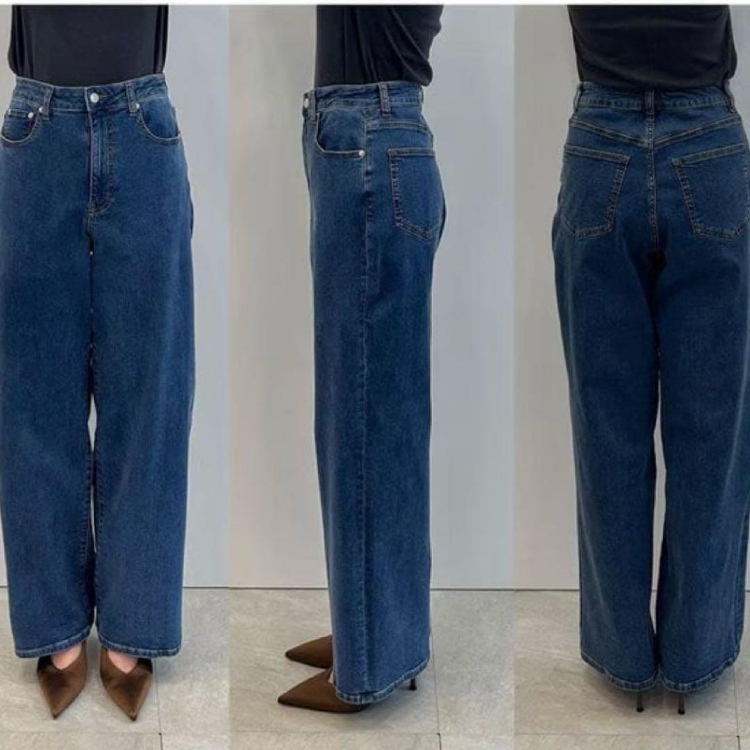 タグ付き　アンフィーロ　撥水ストレッチ ルーズワイドデニム パンツ　ストレッチ