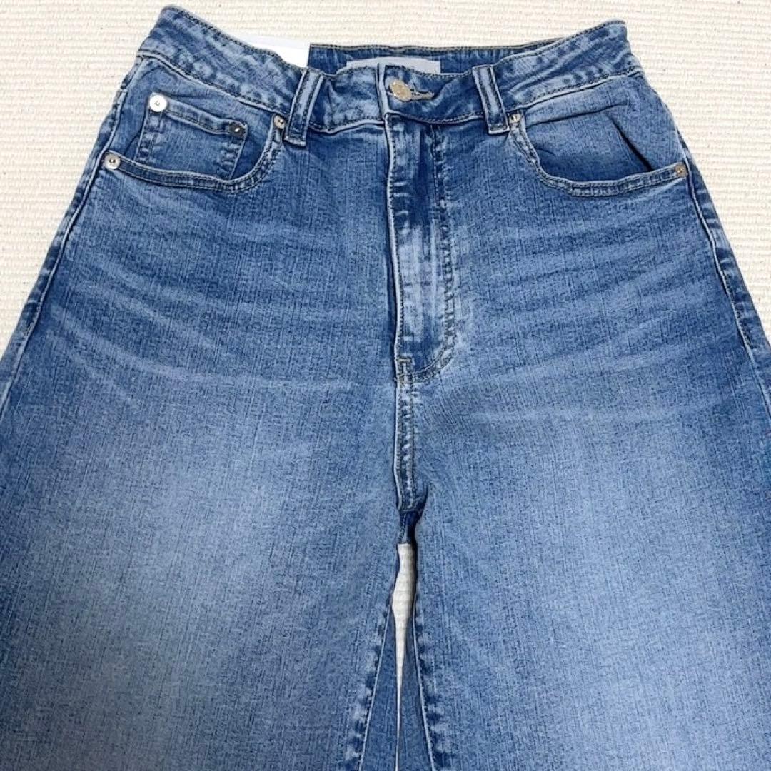 タグ付き　アンフィーロ　撥水ストレッチ ルーズワイドデニム パンツ　ストレッチ