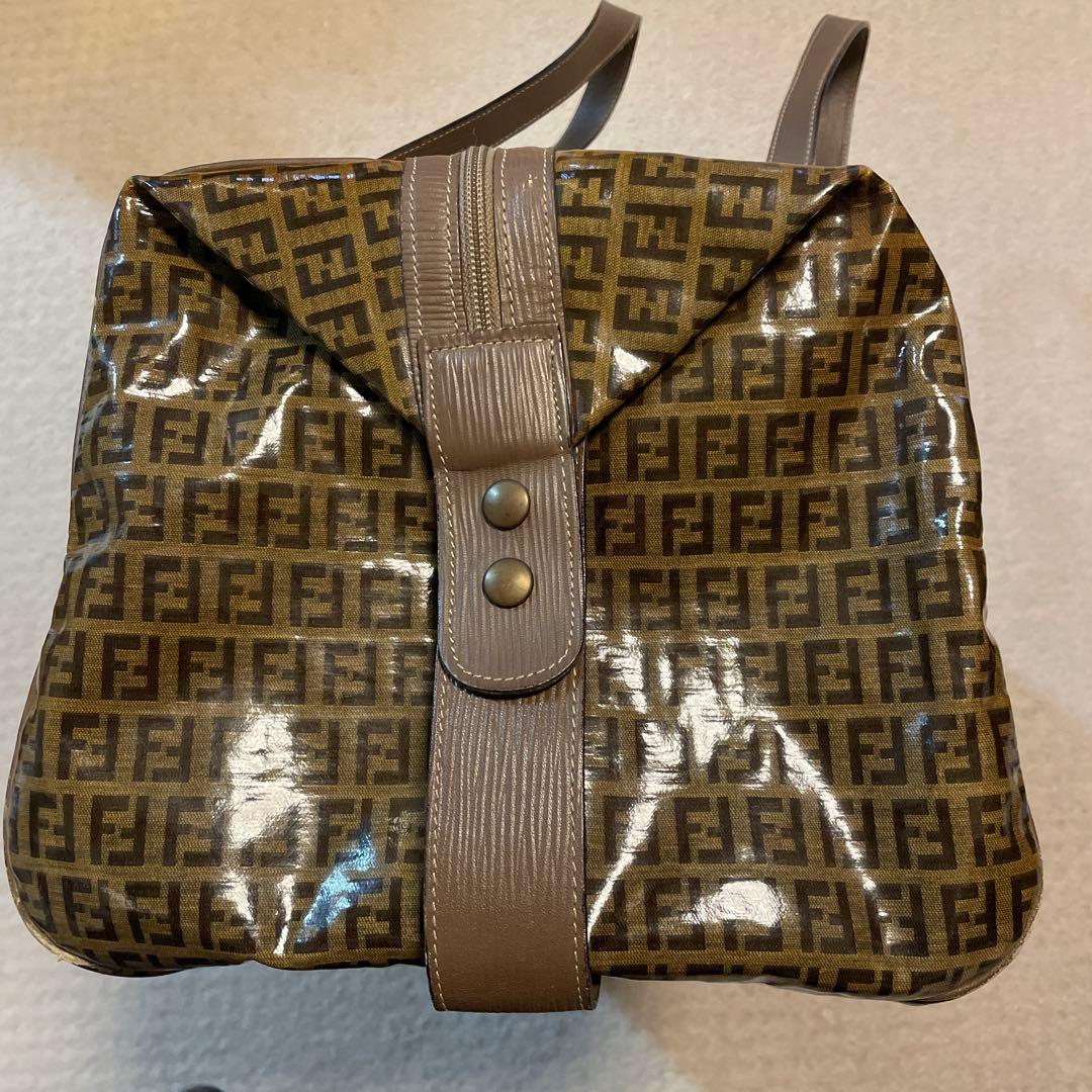Fendi ズッカ柄　ボストンバッグ 大容量 ブラウン