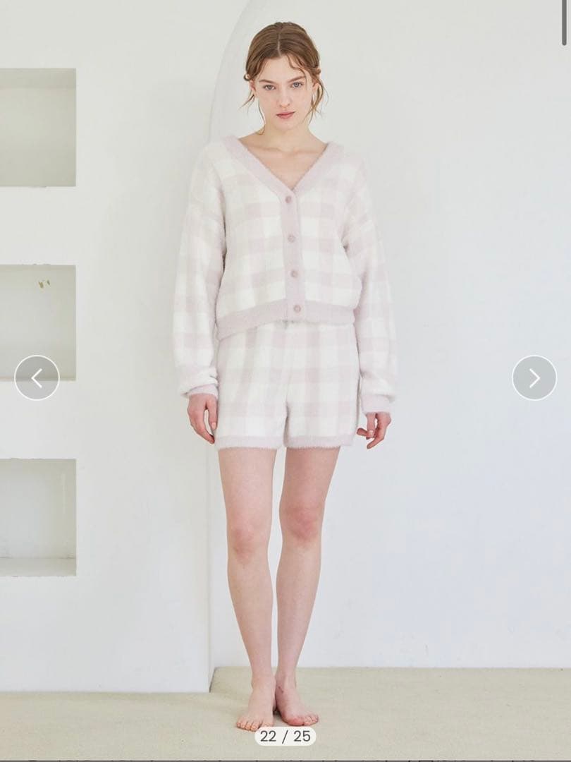 USAGI ONLINE限定 チェック柄カーディガン&ショートパンツセット