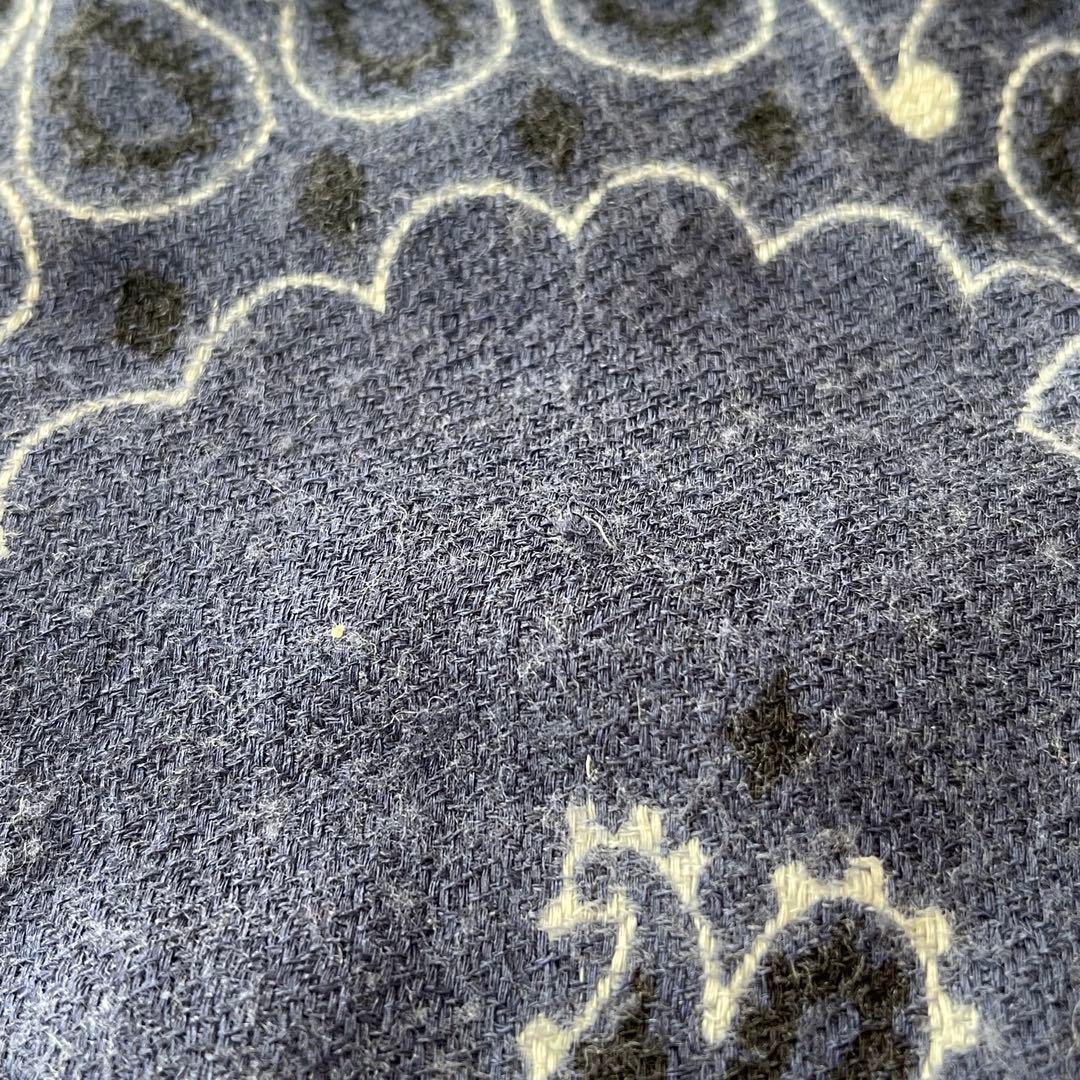 マニプリ manipuri ストール ペイズリー柄 毛 絹 ウール シルク 紺