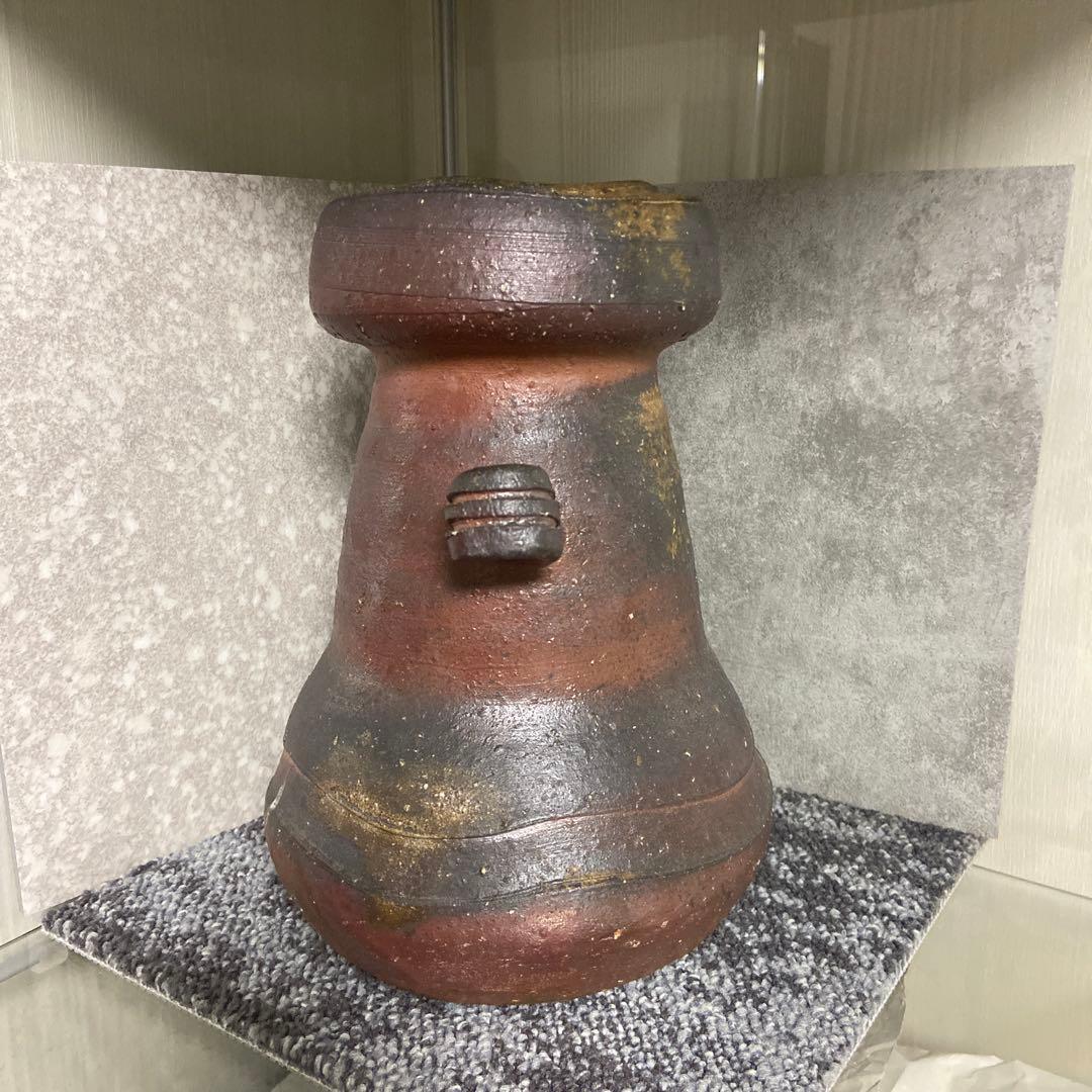 備前焼　斎藤隆　耳付花入　花器　花瓶　一輪挿し