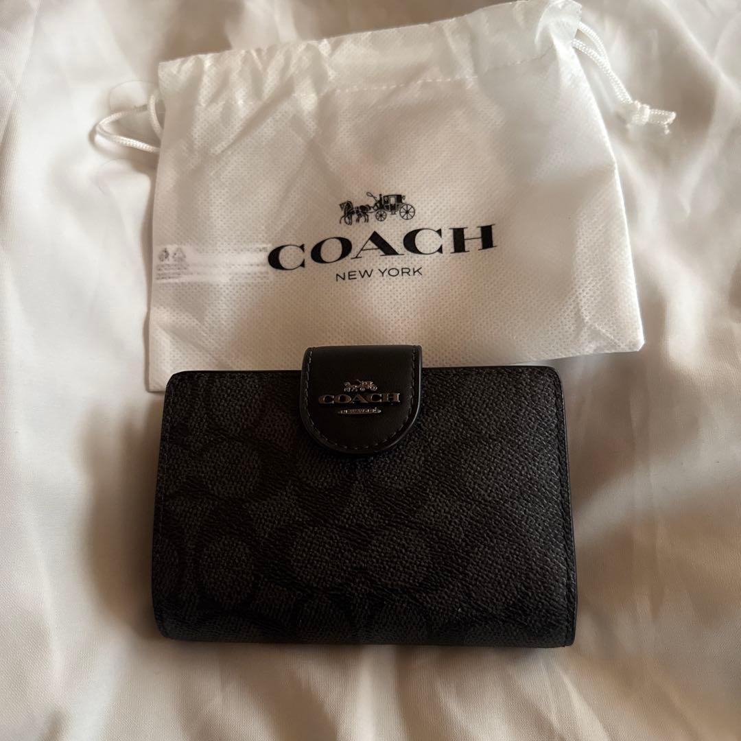 COACH 二つ折り財布 ブラック 保存袋付き※お値下げ中