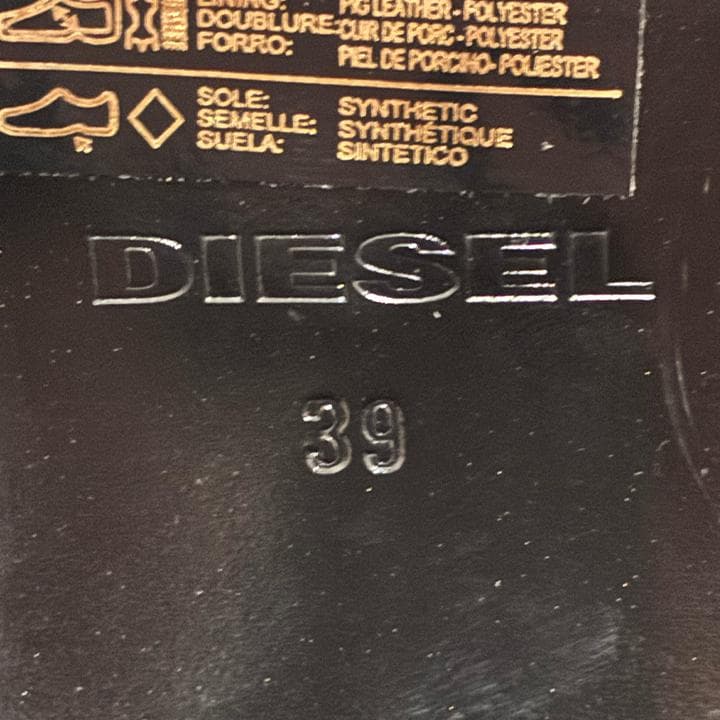 DIESEL メタルパーツ　サイドジップ　バックル　ブーツ　39