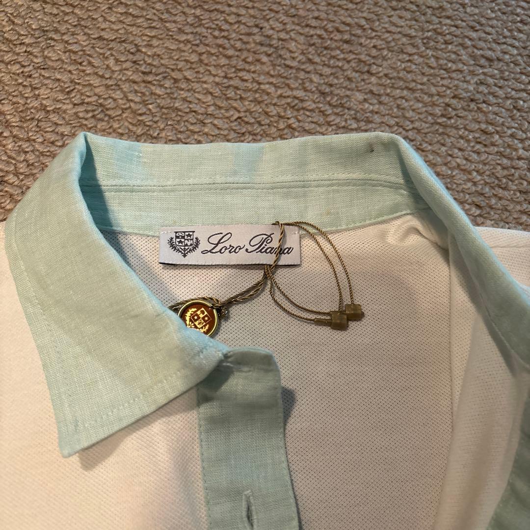 Loro Piana ポロシャツ 半袖 42 ホワイト/ミント　ロロピアーナ