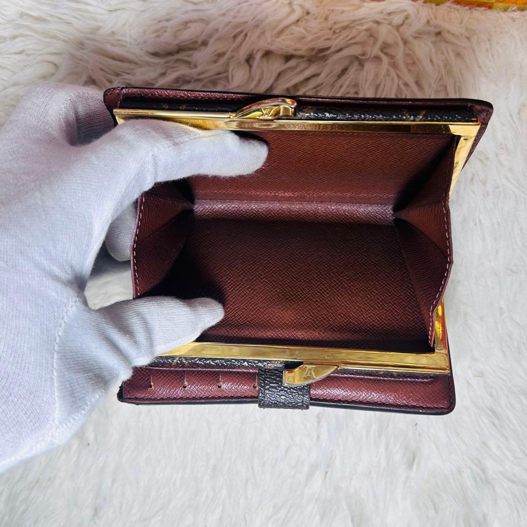 良品　LOUIS VUITTON モノグラム 二つ折り財布 がま口 茶色