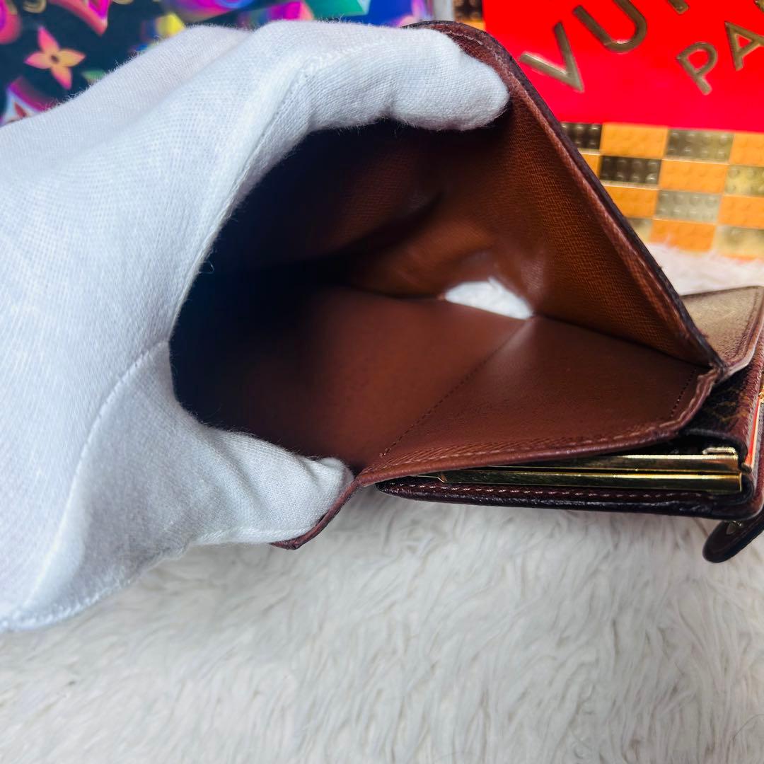 良品　LOUIS VUITTON モノグラム 二つ折り財布 がま口 茶色
