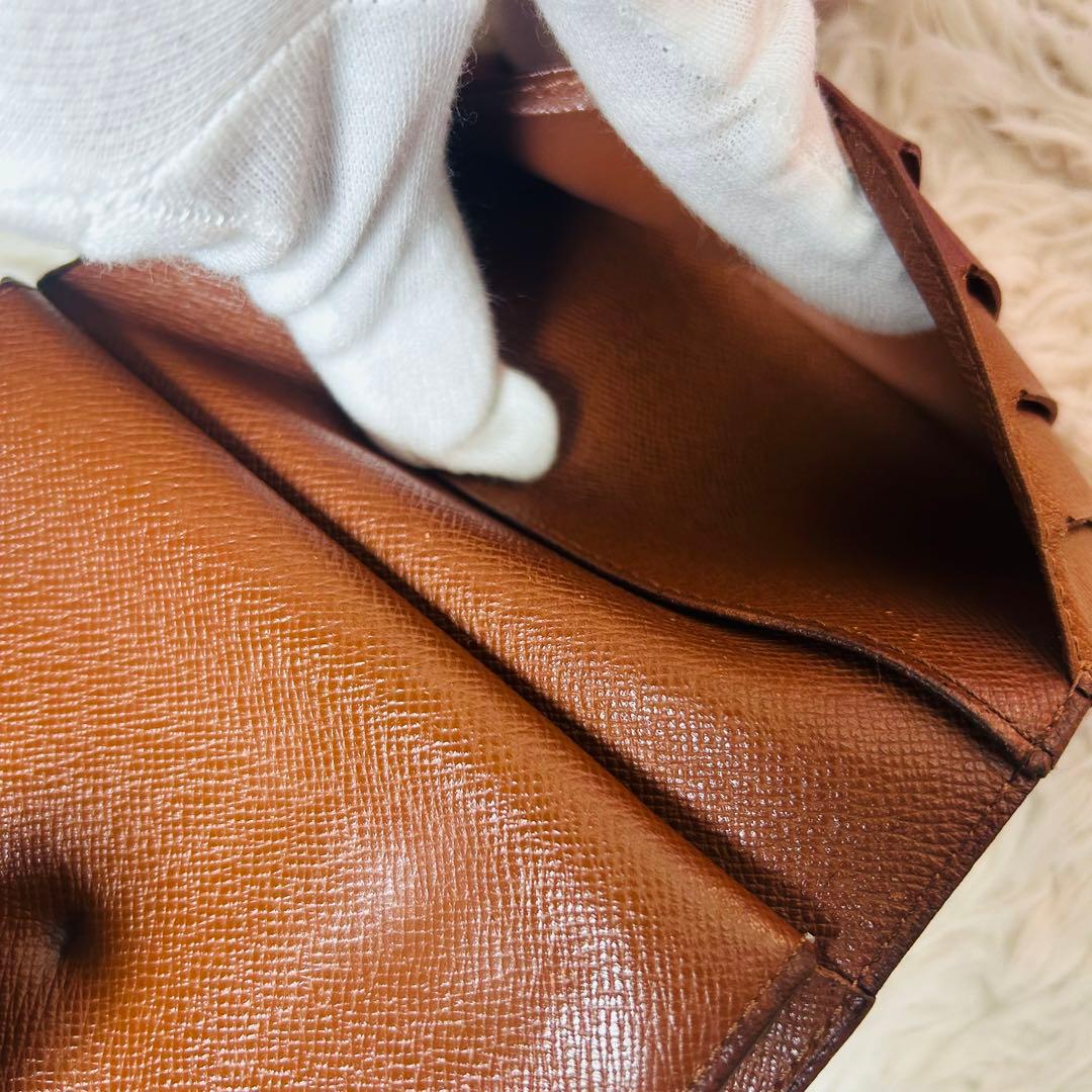 良品　LOUIS VUITTON モノグラム 二つ折り財布 がま口 茶色