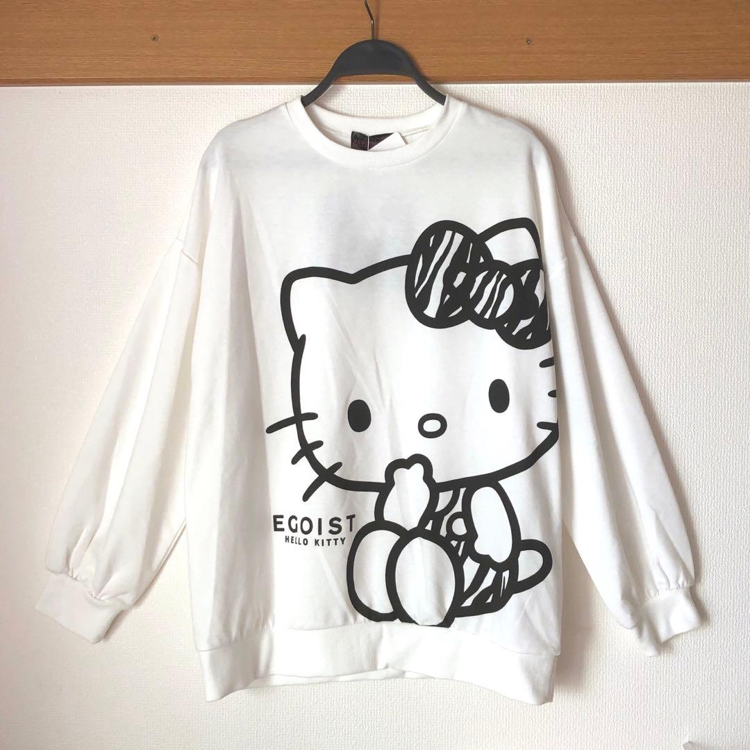 [新品]今季物キティ×エゴイスト　セットアップ上下セット白M◆ドンキ限定ゼブラ柄