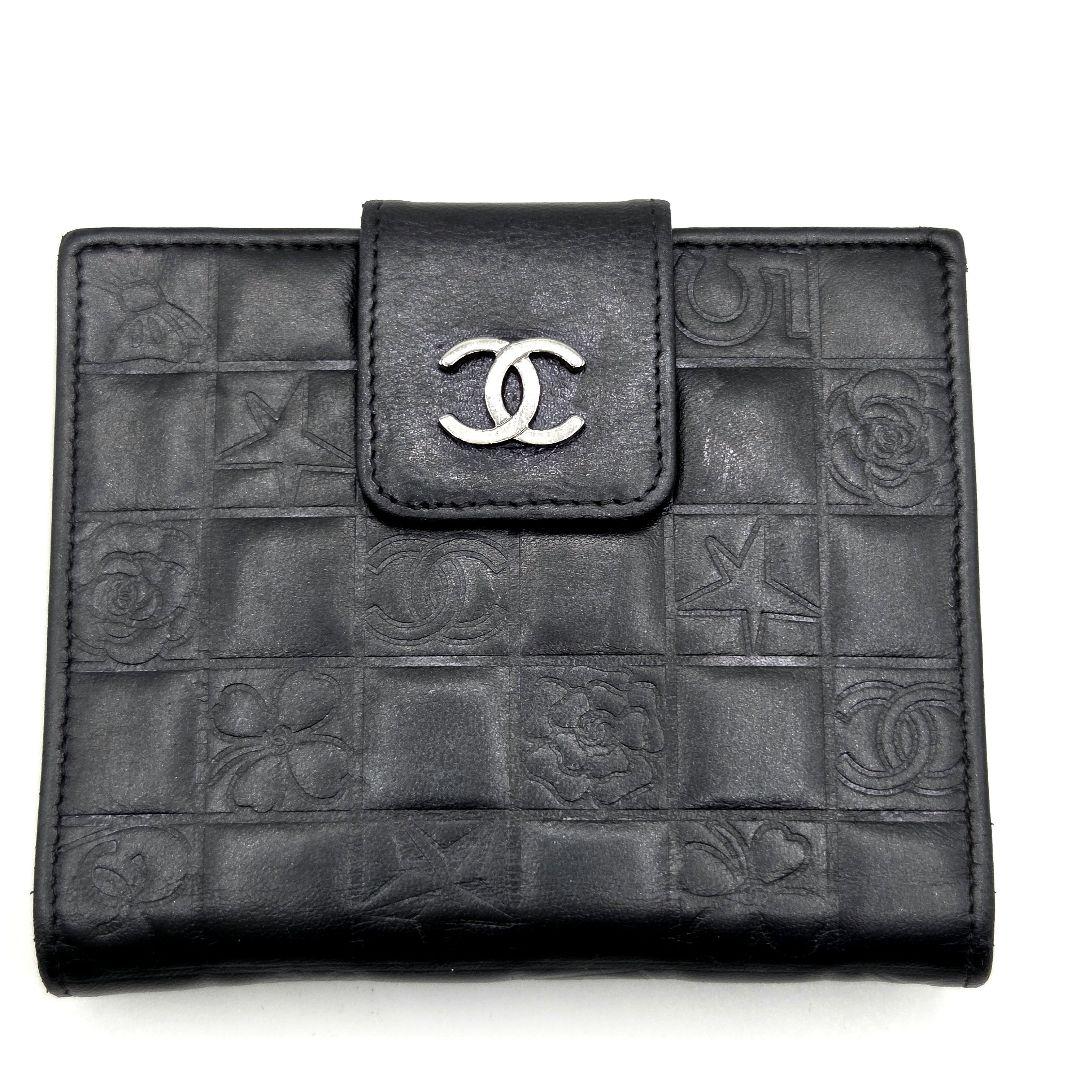 CHANEL アイコンライン 二つ折り財布 ココマーク カメリア バイカラー