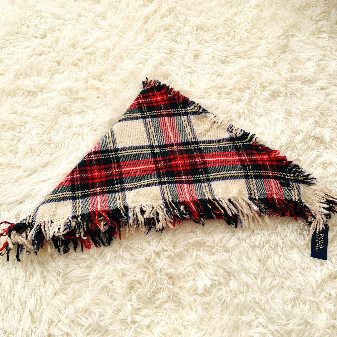 Polo Ralph Lauren タータンチェック柄三角ストールマフラー