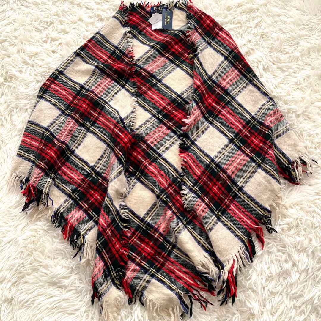 Polo Ralph Lauren タータンチェック柄三角ストールマフラー